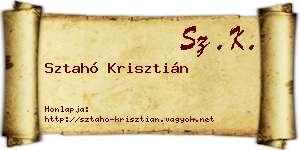 Sztahó Krisztián névjegykártya